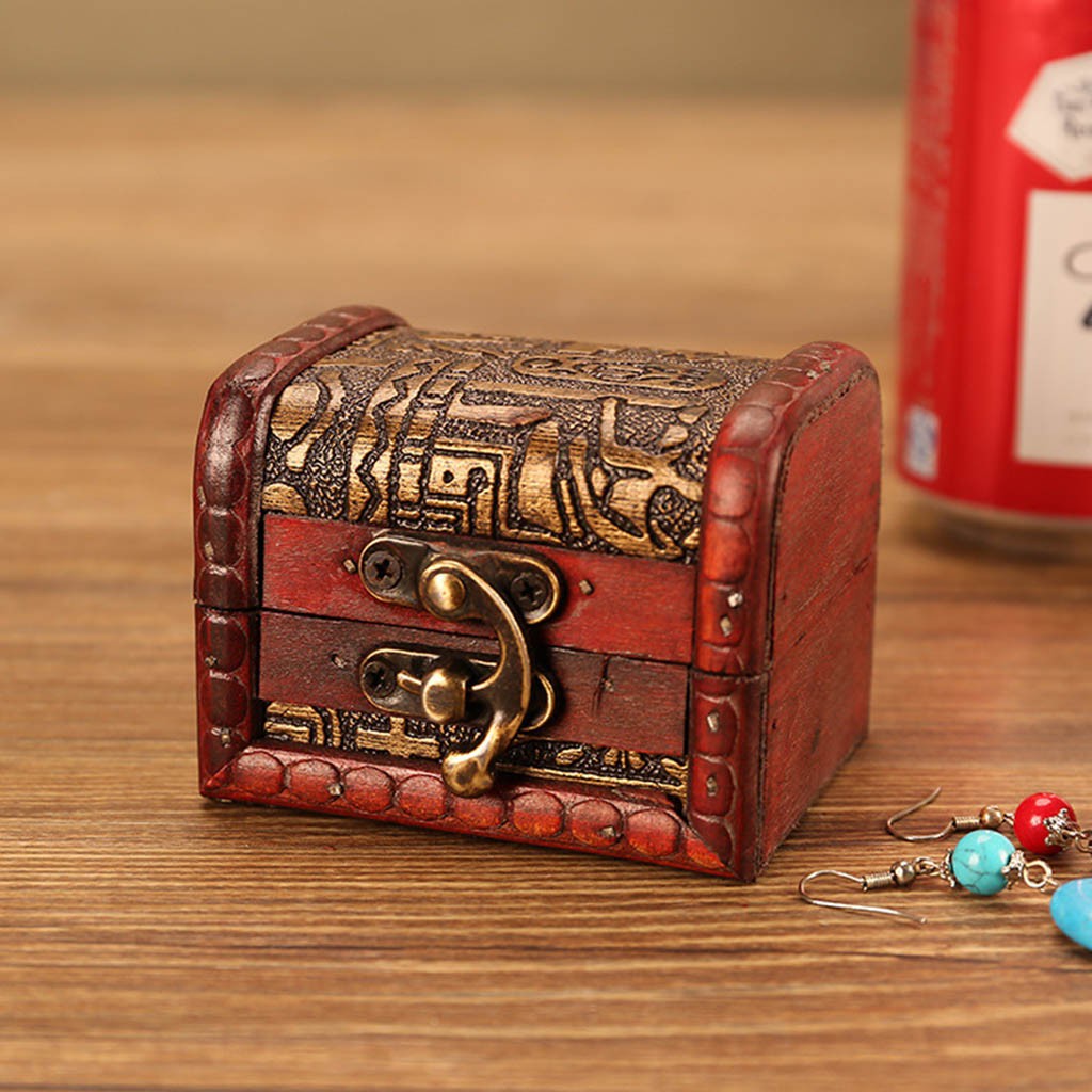 Wood Handmade Lock Box Storage Organizer Jewelry Bracelet Pearl Case Gift 