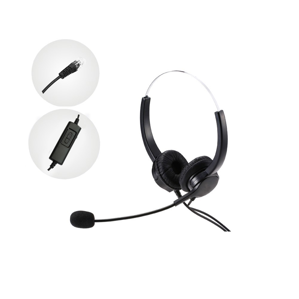 Binaural call center headset with RJ plug,volume control,IP/VOIP headset,telephone headset,RJ9