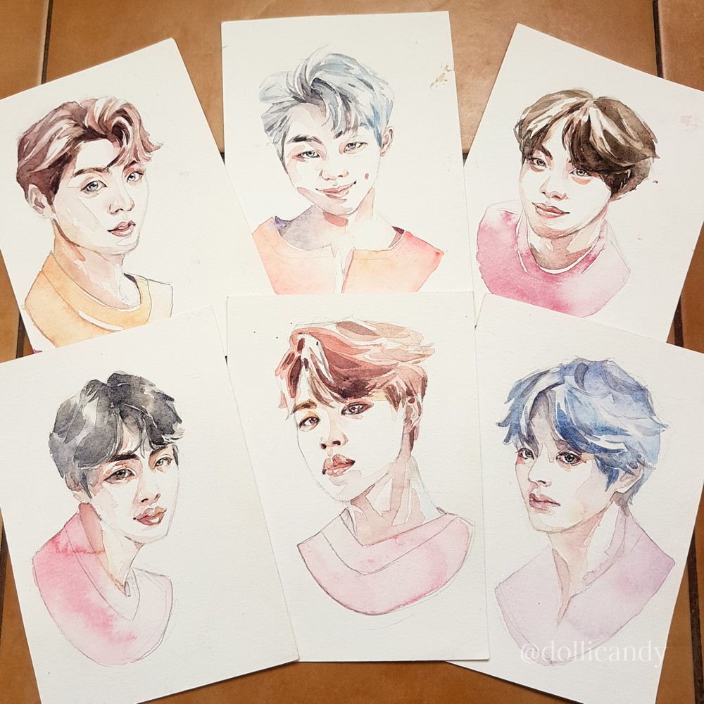 Bts Fanart Original Watercolor Painting Free Loose Floral Paintings By Dollicandy Shopee Philippines