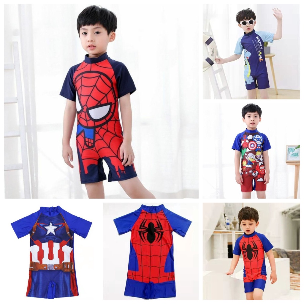 OnePiece Kids Boys Spiderman Swimwear Rash Guard Swimsuit for boy 2 3
