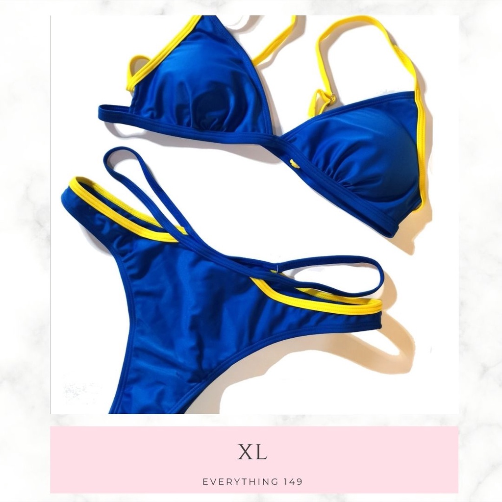 Swimsuit Royal Blue with Yellow Linings Women Bikini XL Shopee