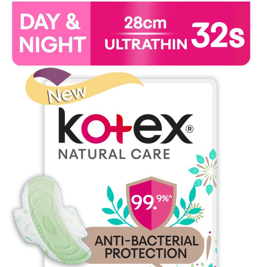 Kotex Natural Care Ultrathin Feminine Pads 28cm 8 Pads x 4 Packs (32