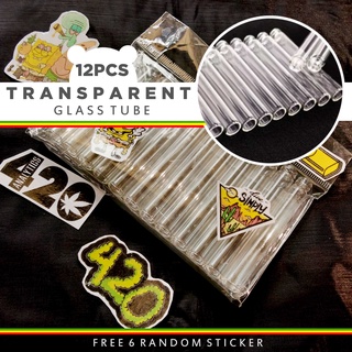 Tube glass transparent  (12 pcs per pack)  0.8cm Opening 6.3cm Full Lenght