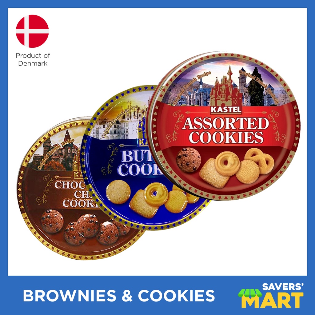 Kastel Cookies Tin Can (Assorted, Butter, Chocolate Chip) Shopee