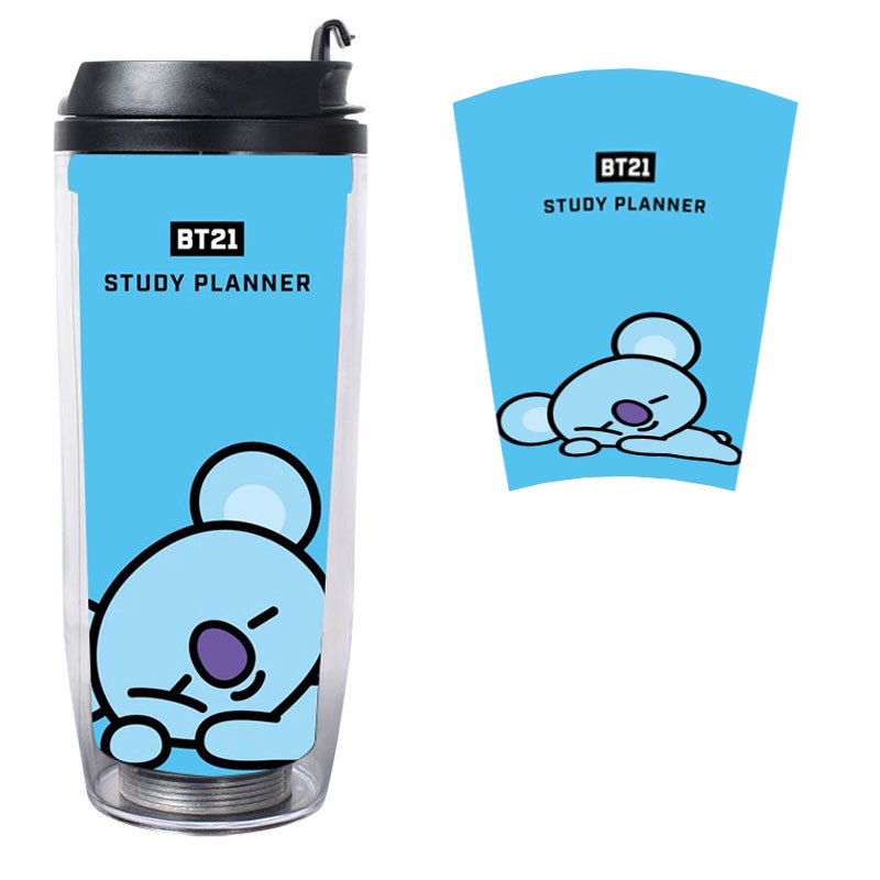 BT21 Plastic Cup with Lid and Reusable Straw 700ml 25oz 