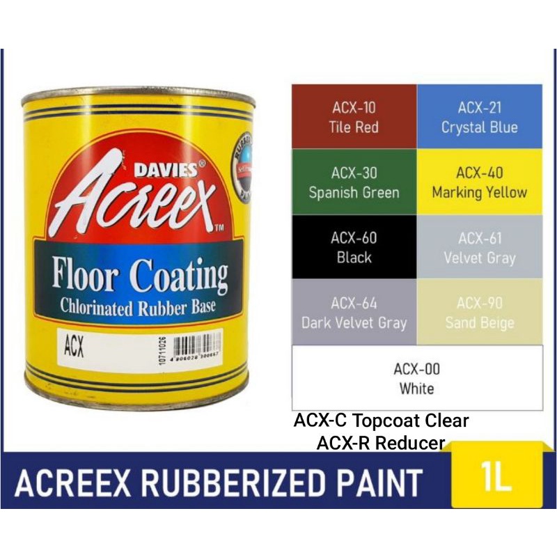 DAVIES ACREEX RUBBERIZED FLOOR COATING CHLORINATED RUBBER BASE, TOPCOAT CLEAR ACREEX REDUCER 1