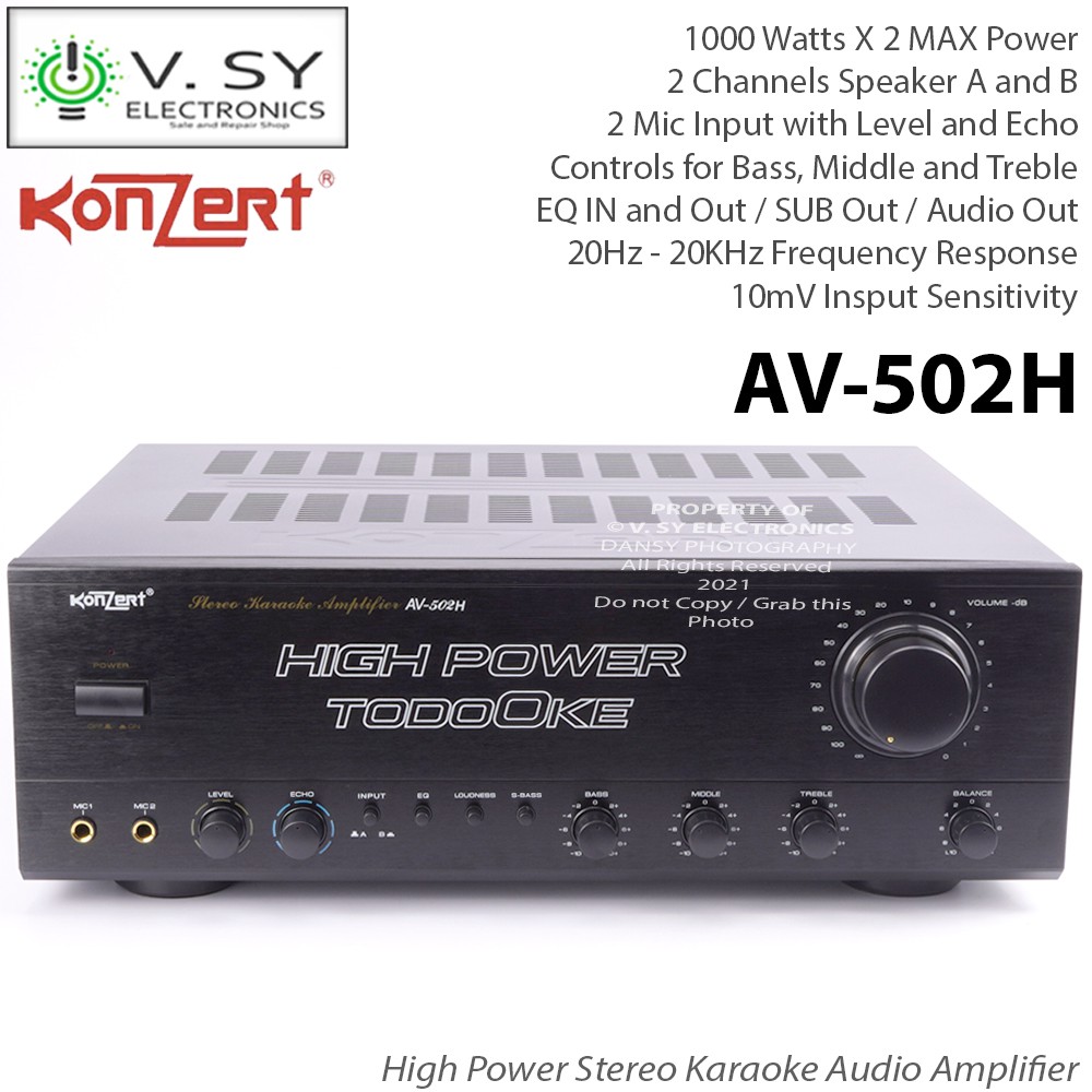 2021 Original Konzert AV502H 1000W x 2 48 Ohms High Power Stereo