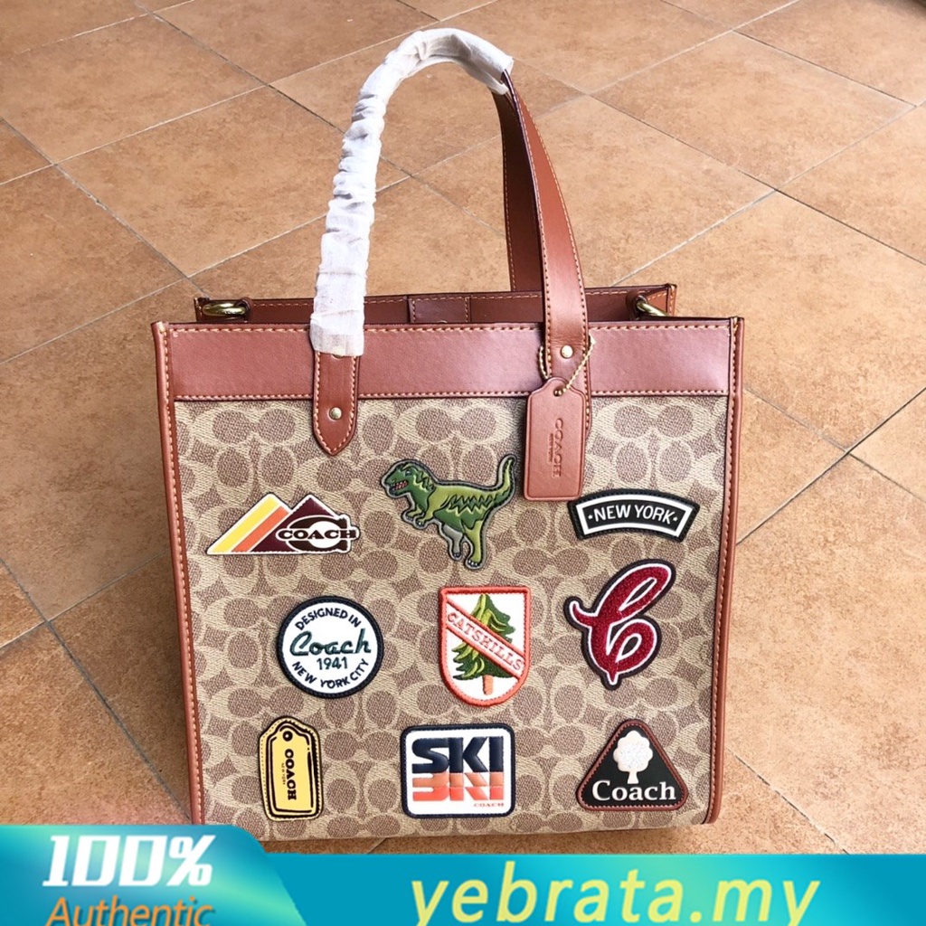 Coach C6846 classic logo canvas patch FIELD tote bag Shopee Philippines