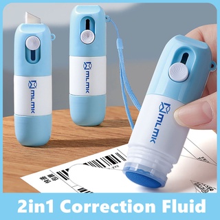 【Ready Stock】2in1 Thermal Paper Correction Fluid with Cutting Tool Box Opener Privacy Protection Quick-Drying Eliminate Fonts