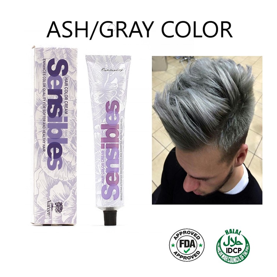 SENSIBLES Permanent Hair Color Cream Basic ASH Gray Colors 100ml (FDA and  HALAL Approved) | Shopee Philippines