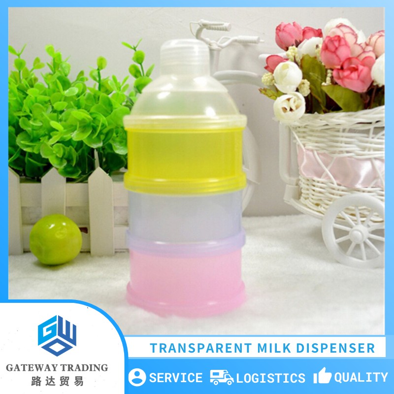 Pink Stackable Side Open Portable Cartoon Milk Cans Snack Storage Box 3 Layer Felly Baby Milk Powder Dispenser 