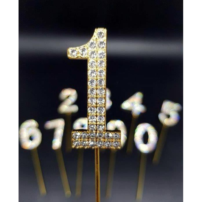 Large Rhinestone Number 9 Cake Topper Silver Gold Crystal Birthday Anniversary 