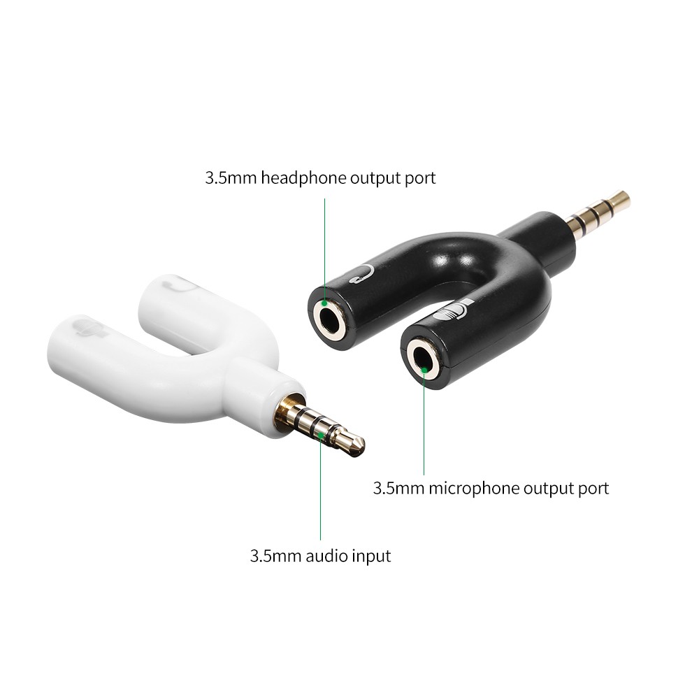 3.5mm Adapter U-type Audio Converter Earphone Connector Headset Microphone Adapter for Mobile Phone PC Laptop White | Shopee Philippines