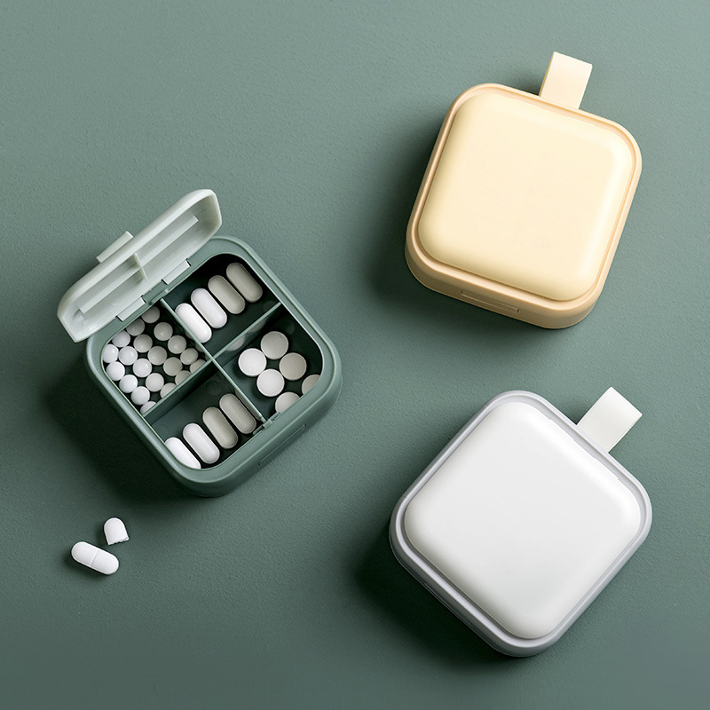 1pc Portable 4 Grids Pill Box Drug Tablet Medicine Storage Box Travel Divider Portable Organizer Storage Case Pill Container