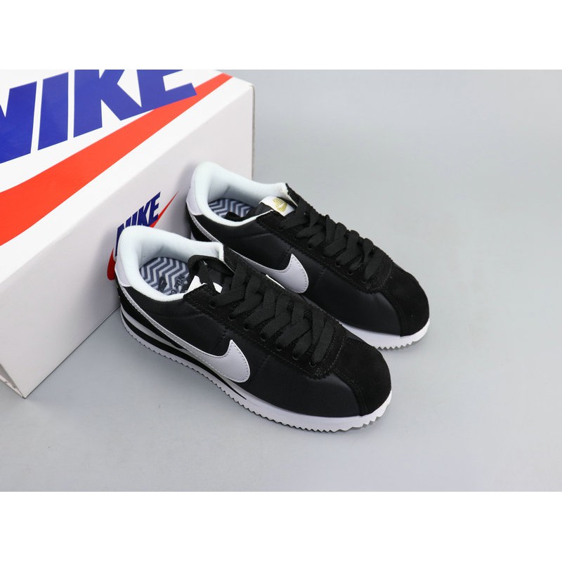 nike cortez black and white nylon