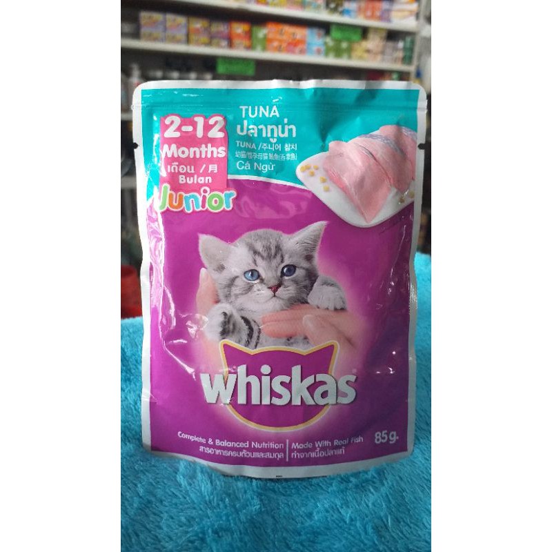 WHISKAS JUNIOR (85g) 212 months tuna wet food for kittens sold per 3