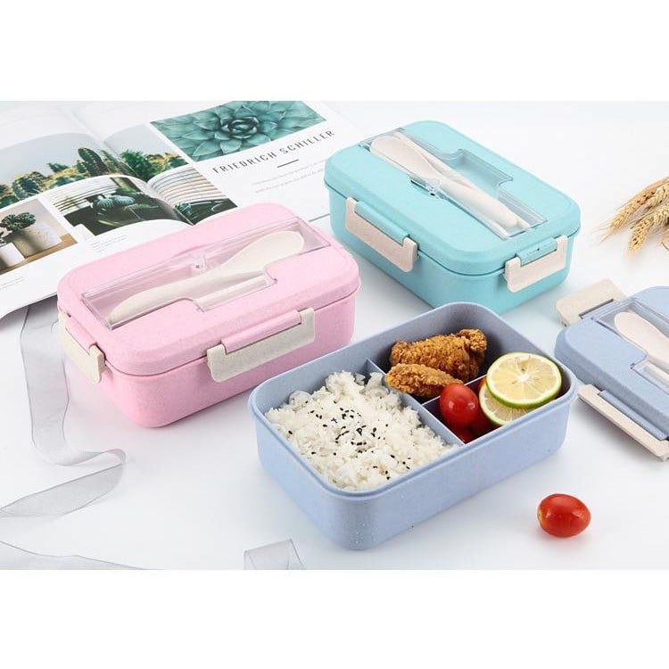 Wheat Straw Eco-friendly Lunch Box With Utensils Portable Picnic Food ...