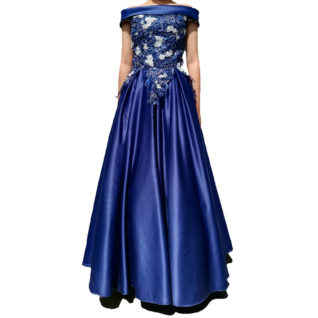 Pre-loved Navy Blue Off-Shoulder Long Ball Gown (w/ petticoat) for ...