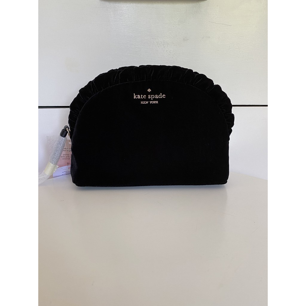 Kate Spade Black Briar Lane Quilted Velvet Cosmetic Pouch | Shopee  Philippines