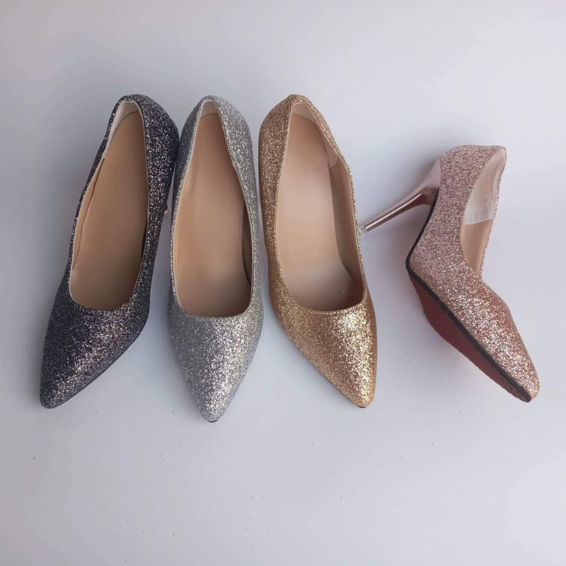 016 Glitter Stiletto 4-inch Heels Sandals (no box) | Shopee Philippines