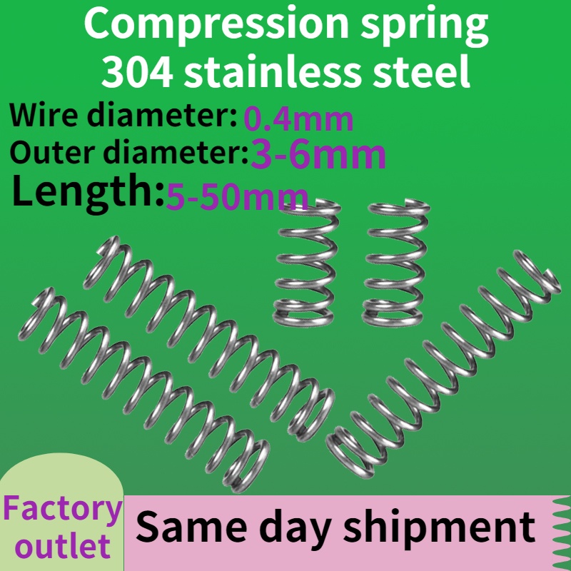 Wire Dia 0.4mm OD 3-6mm Long 5 to 50mm 304 Stainless steel Compression Spring 
