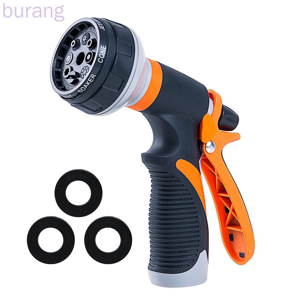 8 Patterns Thumb Control for Watering Washing Blue Hose Nozzle Garden Metal Spray Nozzle High Pressure 