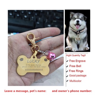 Free Engraving Personalized Stainless Steel Name Engraved ID Tags for Dog Collar Anti-Lost Pet Nameplate Pendant