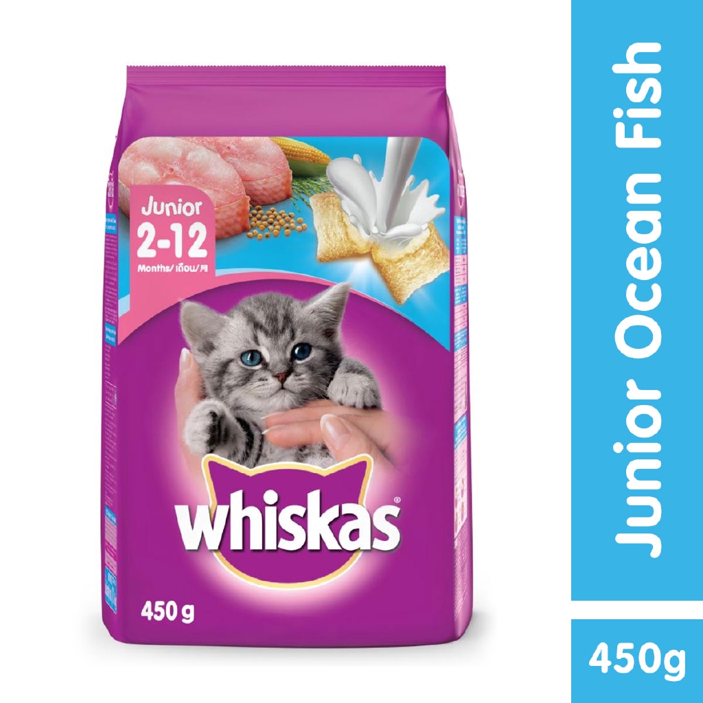Whiskas Junior Ocean Fish Flavor w/Milk Dry Cat Food (450g) Shopee