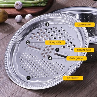 (26cm) 3in1 Stainless Steel Wash Basin Grater Drain Basket #4