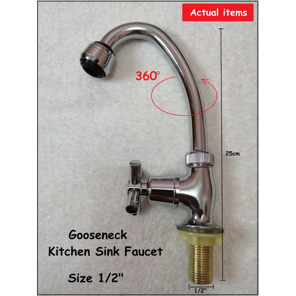 Faucet Mighty Gooseneck Kitchen Sink Faucet 360 stainless/chrome 1/2