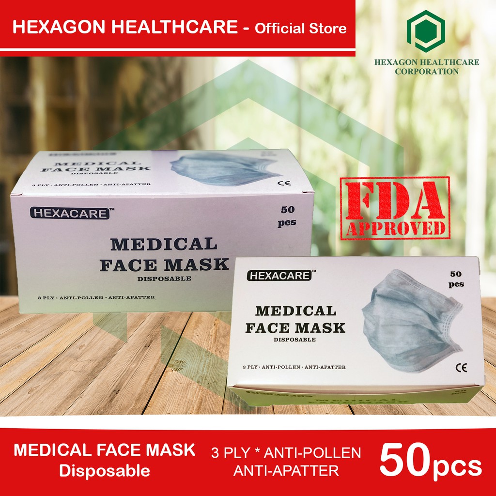 DFM01S Disposable Face Mask (HEXACARE, Medical Grade) Shopee
