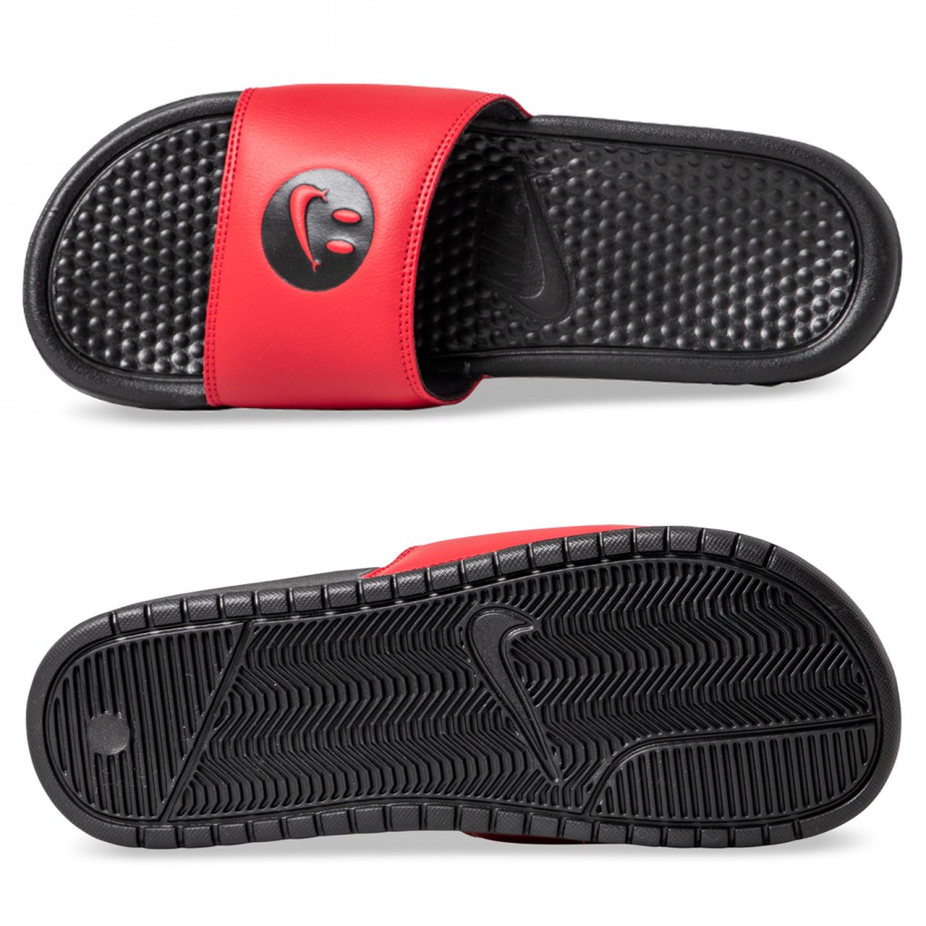 nike slides with smiley face