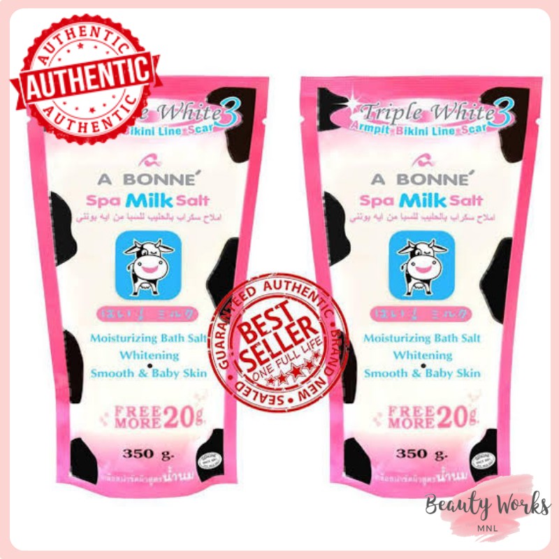 BUY 1 GET 1 ABONNE Whitening Spa Milk Salt Scrub Triple White 350g ...