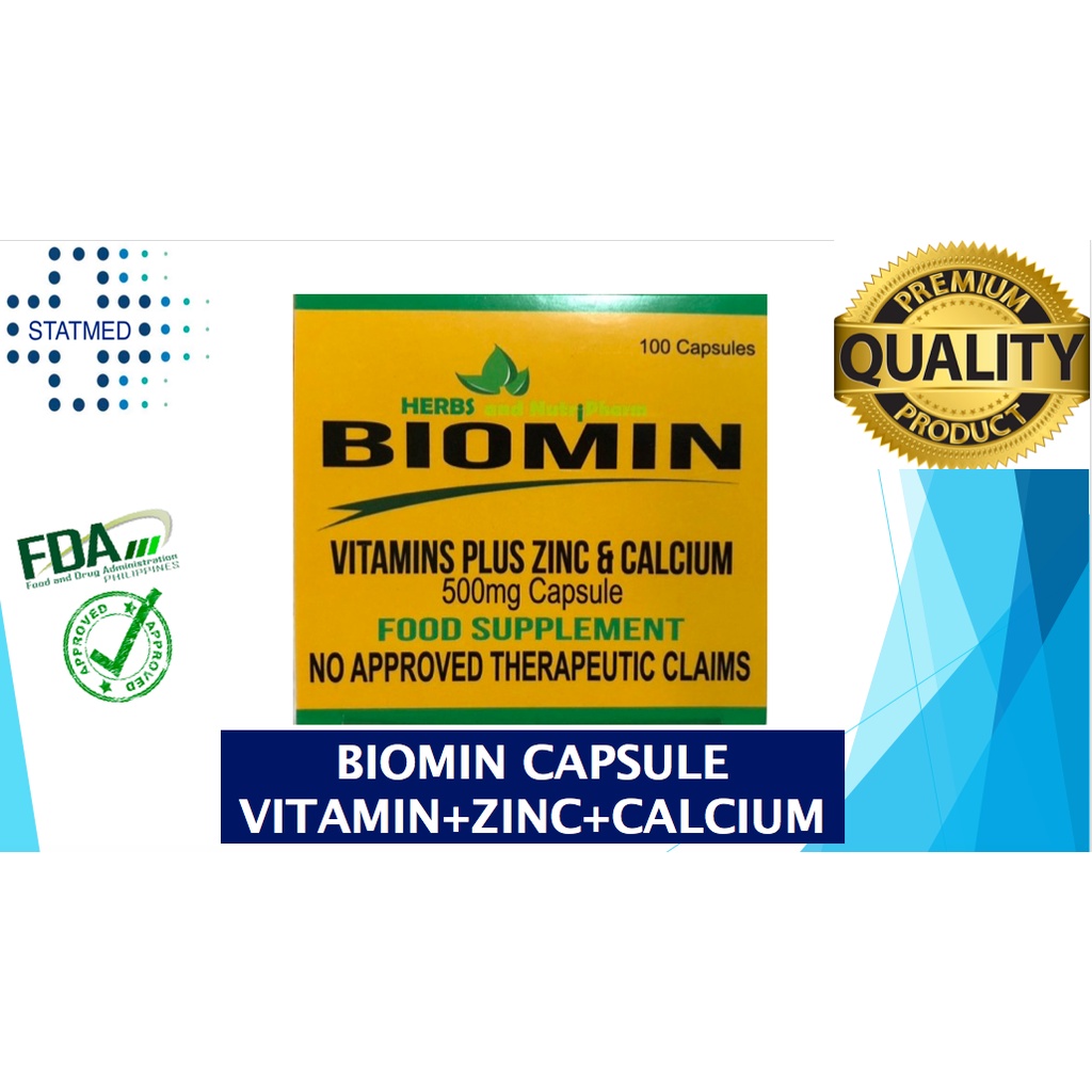 Biomin Vitamin Plus Zinc & Calcium Capsule [100 Capsules] Shopee