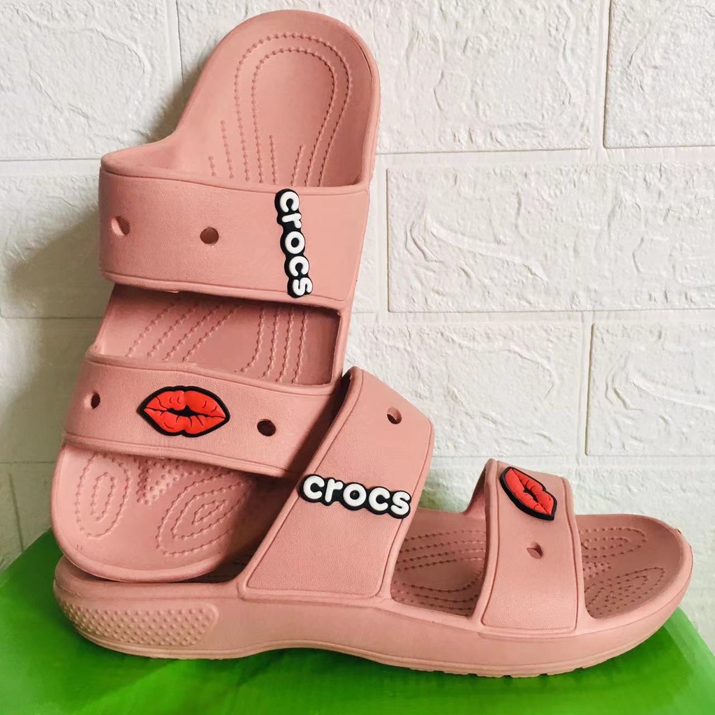 Classic 2 Strap Slides with RANDOM Jibbitz & Crocs Logo Jibbitz WOMEN