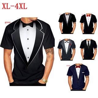 2022 Summer Fashion Funny Fake Suit 3D T-shirt Tuxedo Bow Tie 3D Printing T-shirt Men Cool Streetwear #1