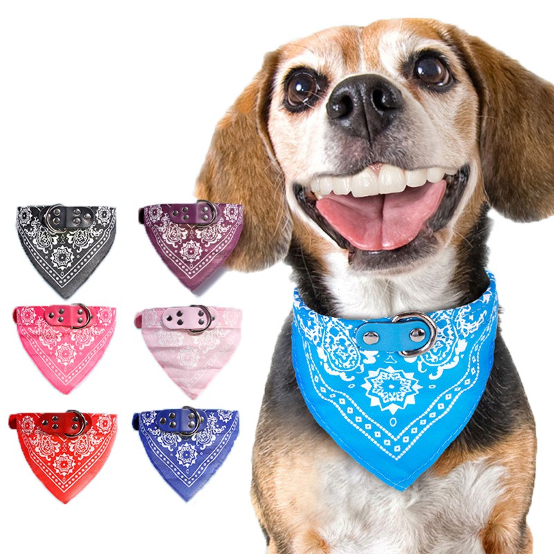 Dog Bandana Leather Printed Soft Collar 