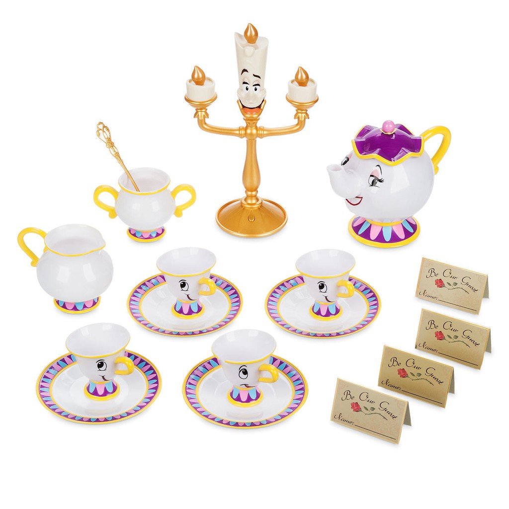 beauty and the beast tea set cart