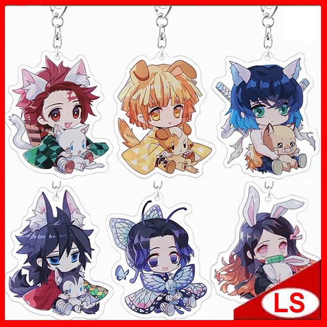 Ls Anime Kimetsu No Yaiba Demon Slayer Keychain Tanjiro Nezuko Inosuke Zenitsu Giyu Shinobu Pet Shopee Philippines