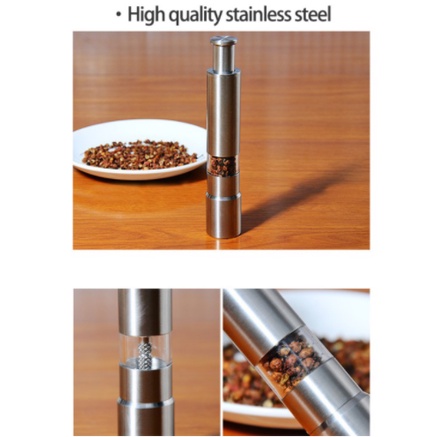 1Pc Portable Stainless Steel Manual Grinder Salt Pepper Mill Thumb Push Spice Grain Grinding Miller