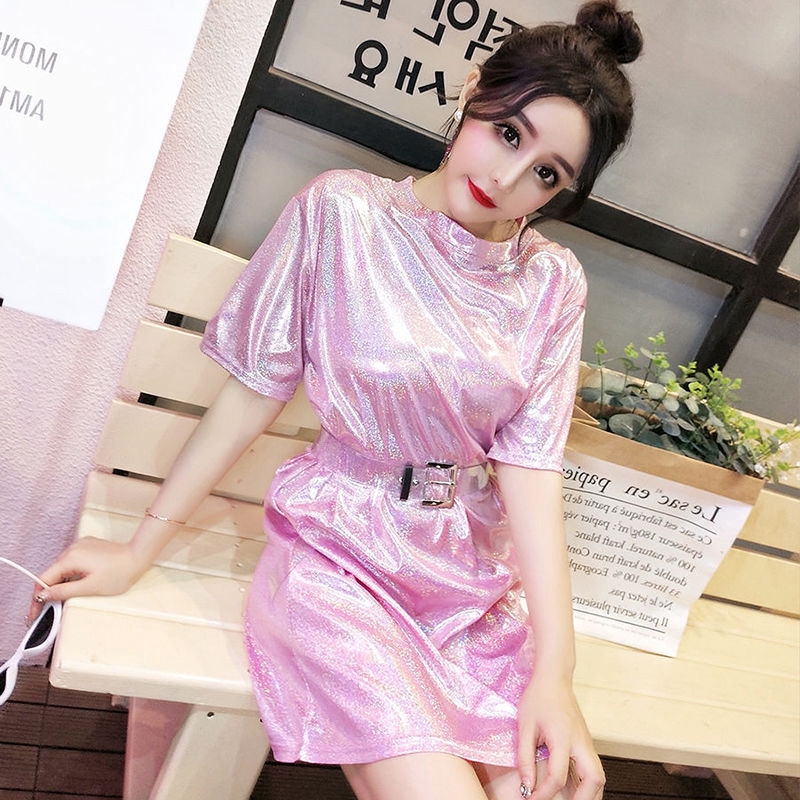 shiny t shirt dress