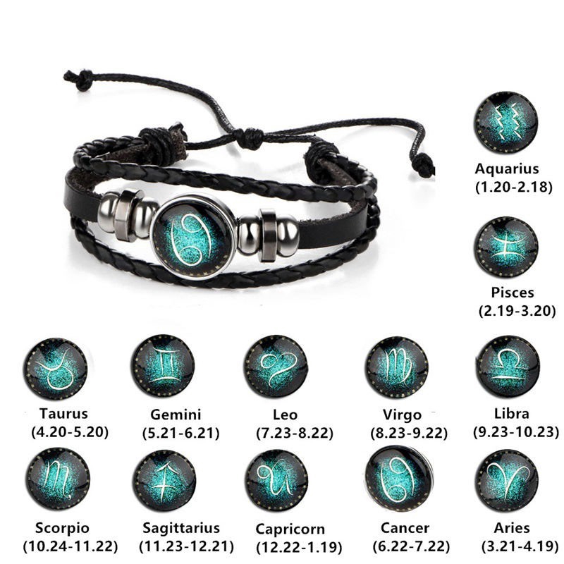 12 Zodiac Sign Adjustable Bracelet Women Men Braided Shopee Philippines
