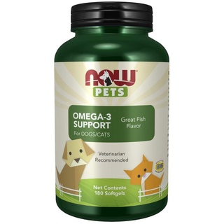 Now Pets Omega-3 Support for Dogs/Cats, Great Fish Flavor, 180 Softgels