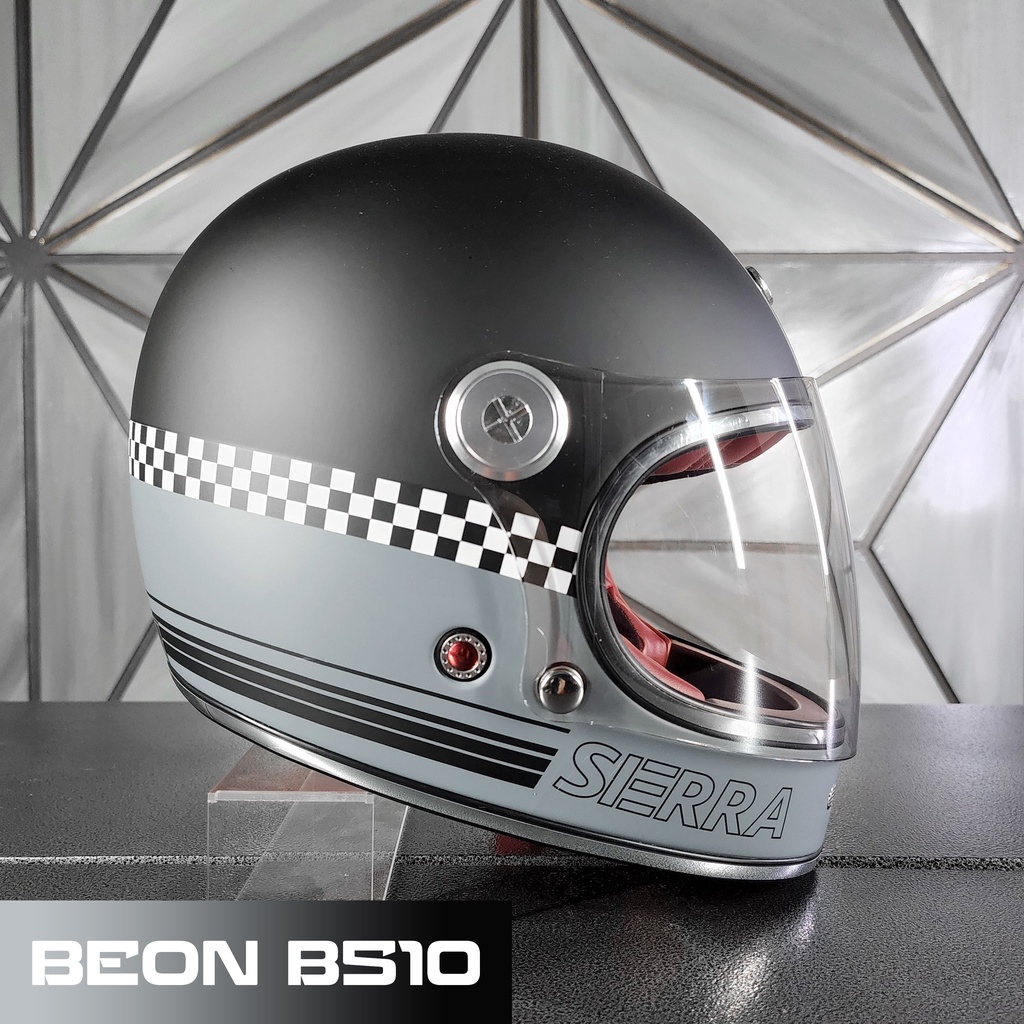Beon B510 Matte Gray Helmet, Retro Style Helmet, Fiberglass Helmet