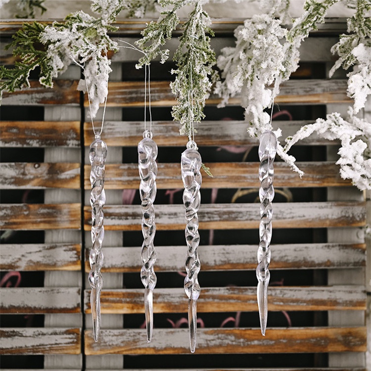 12PCS Christmas Decorations for Home Simulation Ice Xmas Tree Hanging Ornament Fake Icicle Props