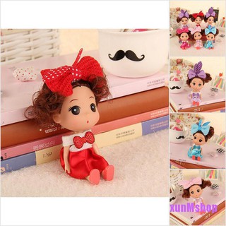 9cm Doll for Mini Ddung Dolls with Brown Bun Hair Baking Mold Dolls Girl H&P 
