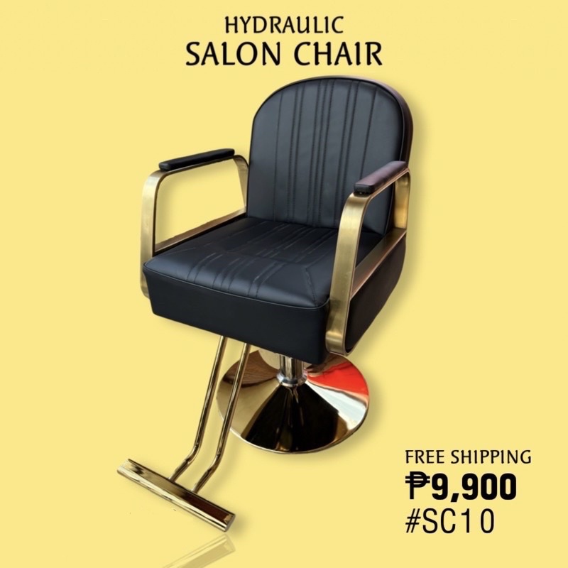 SC10 Black Salon Hydraulic Chair Gold Detail by Gupit Barbero Shopee