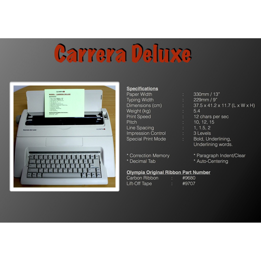 OLYMPIA CARRERA DELUXE ELECTRONIC TYPEWRITER Shopee Philippines