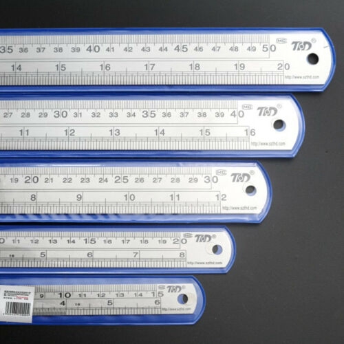 Double Side Stainless Steel Metric Straights Ruler Measuring 15/20/30/40cm Chic 