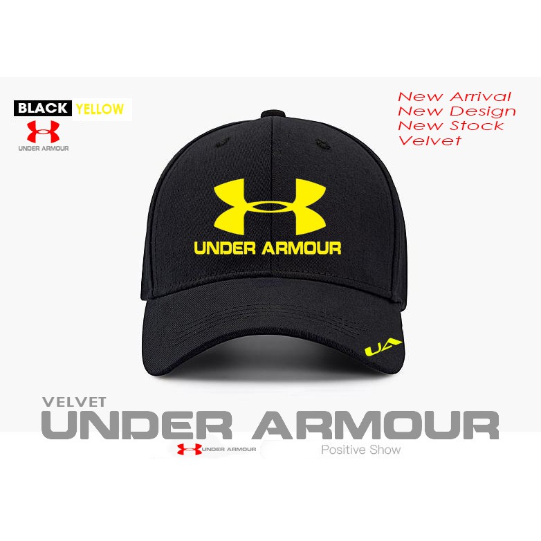 black and yellow under armour hat